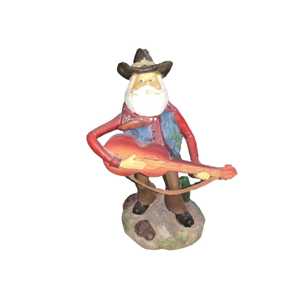 Cowboy Santa playing Guitar Figurine - Picture 1 of 8